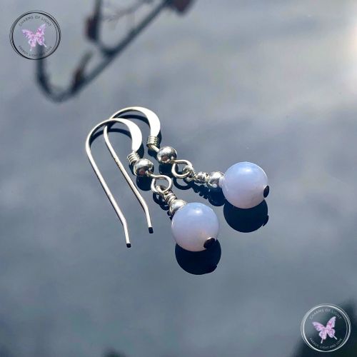 Classical Blue Lace Agate Silver Earrings